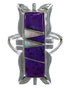 Magenta Turquoise And Opal Silver Ring Size 7 AX53850